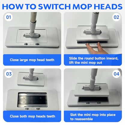 New 2-in-1 Push Clamp Lazy Mop – Hands Free Flat Mops, Quick Mopping & Sweeping, Compatible with Most Pads, Adjustable Handle, Perfect for People with Back Pain or Mobility Issues, 10 Reusable Cloths - size: 1Mop with 10 Reusable Cloths