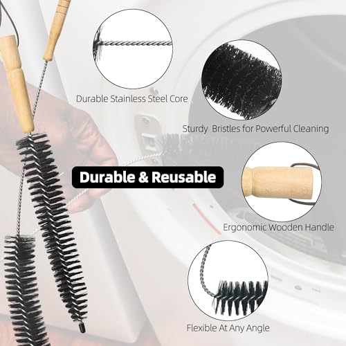 Dryer Lint Brush Vent Cleaner Kit,Included 1Pc 29.5" Refrigerator Coil Cleaning Brushes,2Pc Crevice Cleaning Brush and 1Pc 15" Dryer Vent Hose Cleaner, Washing Machine Cleaning Tools for Household - style: Dryer Lint Brush Vent Cleaner Kit