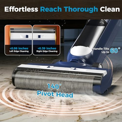 OLIXIS Wet Dry Vacuum Cleaner, Cordless All-in-One Vac Mops, Vacuum Mop with Self-Cleaning System, Dual Water Tank Design, Tangle-Free Brush, Dual-Edge Cleaning, 35-Min Runtime - color: Blue