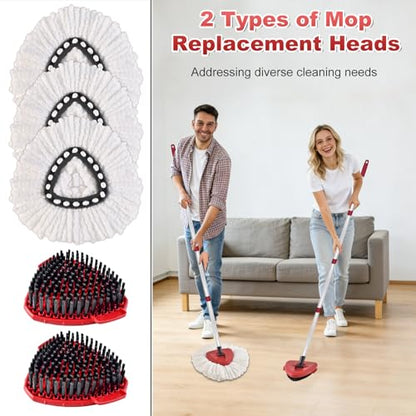 3PCS Mop Heads Replacements for OCedar, 2PCS Scrub Brush Compatible with O Cedar EasyWring 1 Tank System, Dry and Wet for Cleaning All Hard-surfaced Floors - color: White