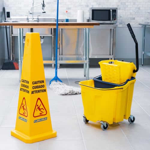 SPARTA OmniFit Mop Bucket System, Durable Mop Bucket, Side Press Wringer, and Soiled Water Insert, Floor Cleaning Essentials for Commercial and Home Use, 35 Qt Capacity, 1 Count, Yellow - color: Yellow