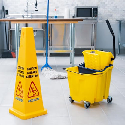 SPARTA OmniFit Mop Bucket System, Durable Mop Bucket, Side Press Wringer, and Soiled Water Insert, Floor Cleaning Essentials for Commercial and Home Use, 35 Qt Capacity, 1 Count, Yellow - color: Yellow
