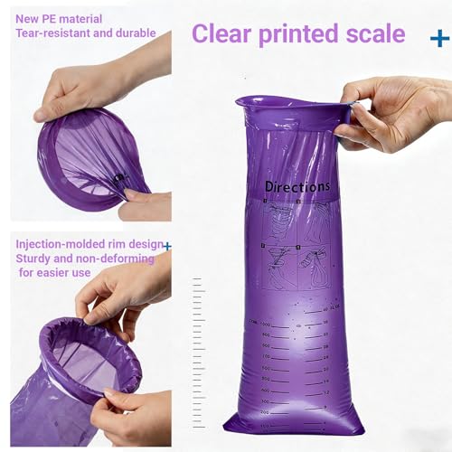 Vomit Bags Disposable,15 PCS 1000ML Bags Portable Throw Up Puke Barf Bag Thick Leak Resistant Motion Sickness Bag for Car Sick, Road Trip, Travel, Adults Pregnancy Nausea, Purple - color: 10Purple