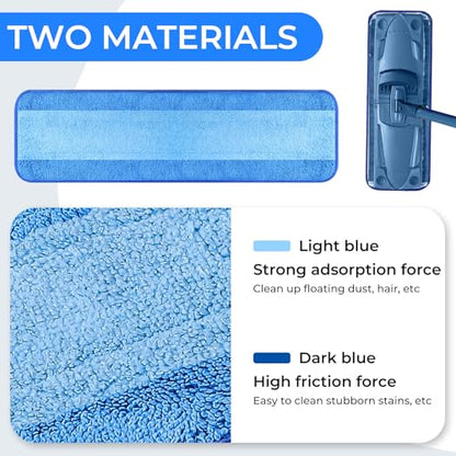 Wlich 3 Pack Microfiber Cleaning Pads are Compatible with Bona Mop,18 Inch Replaceable Mop Pad Refill,Washable & Reusable Blue Microfiber Mop Pads for Hardwood and Hard-Surface Floors - size: 3PCS