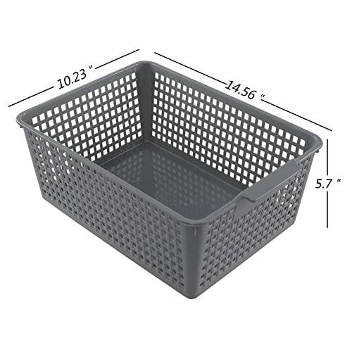 Plastic Organizing Baskets, Large Open Storage Bins Set of 3