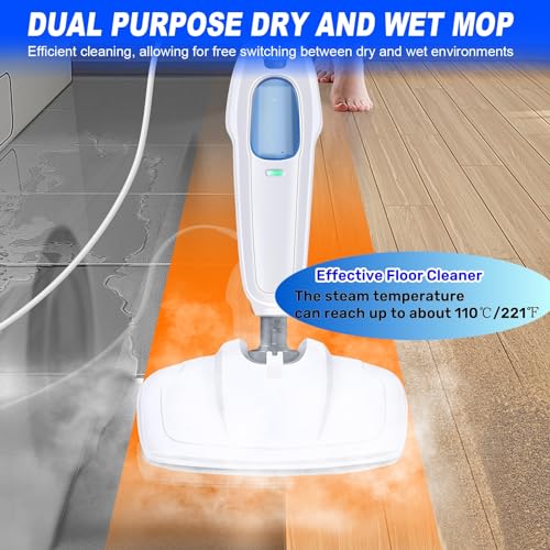 Hot Steam Mop Floor Cleaner Electric Hand Held Steam Cleaner 1500W Multipurpose Handheld Cleaning Machines Convenient Detachable Microfiber Pads For Cleaning Laminate Hardwood Marble Tile Floor Carpet