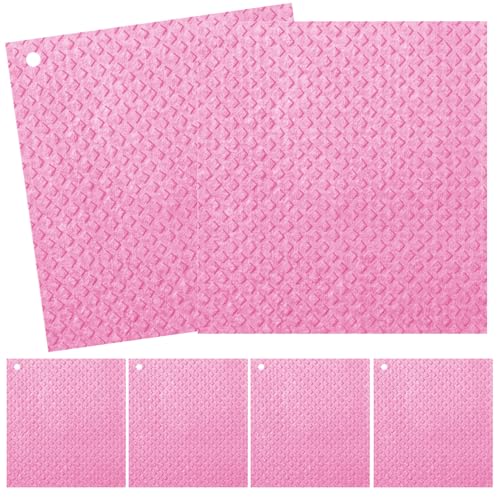 6 Packs Swedish Kitchen Dish Cloths - Reusable Paper Towels for Counters & Dishes - Eco-Friendly Cellulose Sponge Cloth (Pink) - color: P-pink