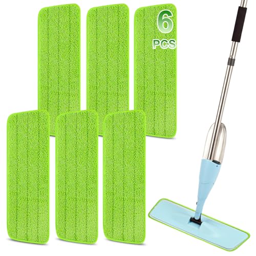 16.5 Inch Reusable Mop Pads Microfiber Spray Mop Replacement Heads for Wet/Dry Mops Compatible with Bona Floor Care System (6 Pack) - color: Green