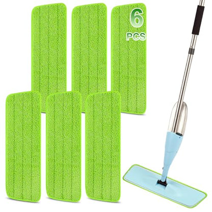 16.5 Inch Reusable Mop Pads Microfiber Spray Mop Replacement Heads for Wet/Dry Mops Compatible with Bona Floor Care System (6 Pack) - color: Green