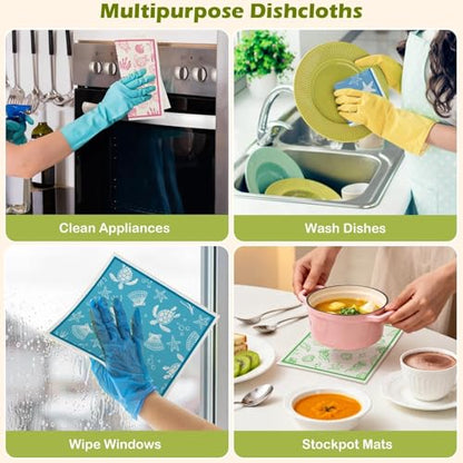 6 Packs Swedish Paper Cloths for Kitchen, Reusable Paper Towels Washable Dish Rags, Highly Absorbent Kitchen Towels Quick Drying Swedish Sponge Cleaning Dish Cloths (Ocean Series) - color: Ocean Series
