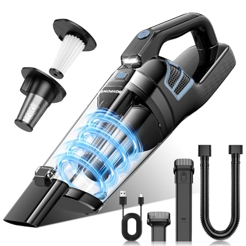 BQYPOWER Handheld Vacuum Cordless, 16000PA Strong Suction Hand Held Vacuum Cordless Rechargeable with Multiple Accessories, Portable Car Vacuum Cleaner High Power for Car Home Office - color: Black&blue