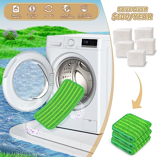 Reusable Mop Pads Compatible with Swiffer Sweeper Mops: Papclean Microfiber Wet Pads Refill Dry Sweeping Cloths Washable Dust Floor Cleaner for Wood Floor Cleaning - 3 Pcs Green - size: 3 Pack