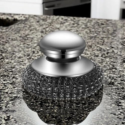 6 Pcs Steel Wool Scrubber Set, Stainless Steel Scrubber with Handled Replacement Metal Wire Pads for Cleaning Dishes, Cast Iron, Stock Pots, Pans, Griddles, Grills