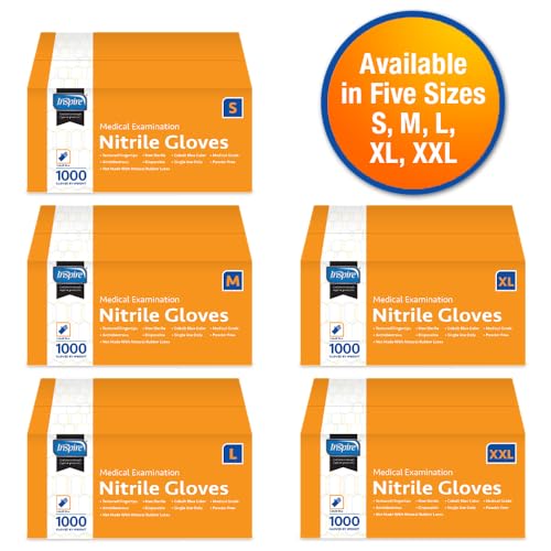 Inspire Nitrile Exam Gloves | The Original Quality Stretch Nitrile Cobalt Blue | 4.5 Gloves Disposable Latex Free Medical EMT - size: Large
