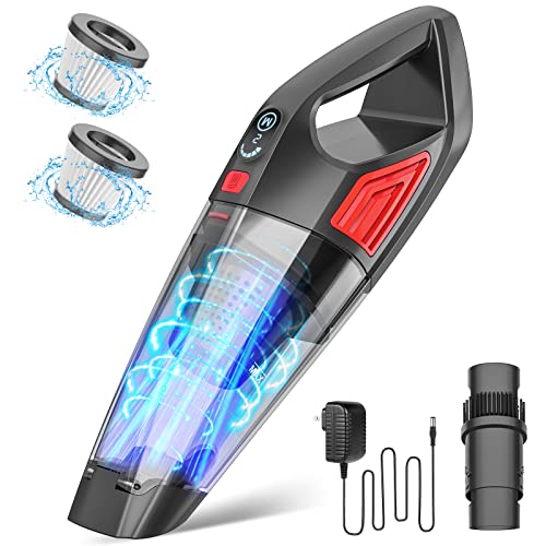 ATONEP Handheld Vacuum Cordless Cleaner,Powerful Portable and Dust Buster Hand Vcauum Rechargeable with Large-Capacity Battery for CarPetOfficeHome (Mixed Colors) (Red) - color: Red