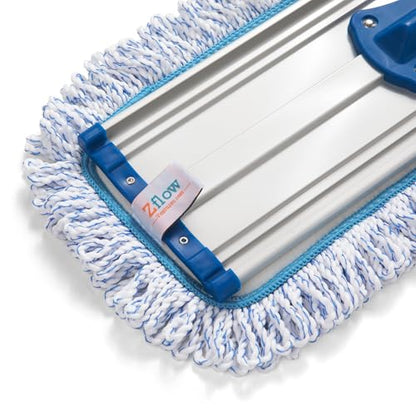 Zflow 18" Professional Microfiber Mop - Commercial Stainless Steel Handle with Microfiber Dust Pad + 3 Wet Pads