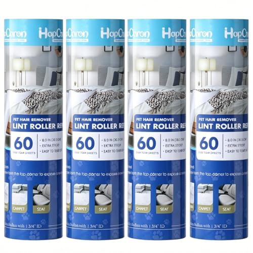 8 Inch Lint Roller Refills for Scotch-Brite 50% Stickier Lint Roller, Fits 8" Large Lint Rollers with 1 3/4" ID, 240 Easy Tear Sheets (Pack of 4), Sticky Lint Roller Sheets - size: 8" / 240 Sheets