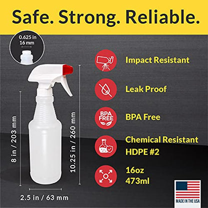 Pinnacle Mercantile Plastic Spray Bottles Leak Proof Technology Empty 16 oz Value Pack of 2 Made in USA - size: 16 Oz, 2 Pack