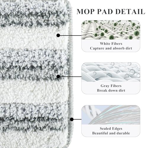 12 Pack Microfiber Mopping Pads Compatible with JOYMOOP, Libman, Oshang Flat Mop and Most 13"X5" Flat Floor Mop, Reusable & Washable Microfiber Cleaning Pads