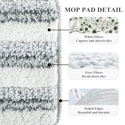 12 Pack Microfiber Mopping Pads Compatible with JOYMOOP, Libman, Oshang Flat Mop and Most 13"X5" Flat Floor Mop, Reusable & Washable Microfiber Cleaning Pads