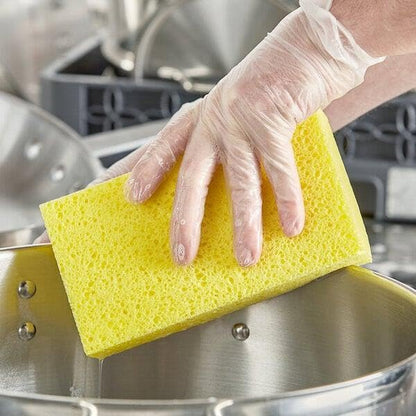 Nechtik Large Yellow Cellulose Sponge for Kitchen Cleaning, Absorbent Utility Scrubbing Sponge 7.5" x 4" x 1.75"