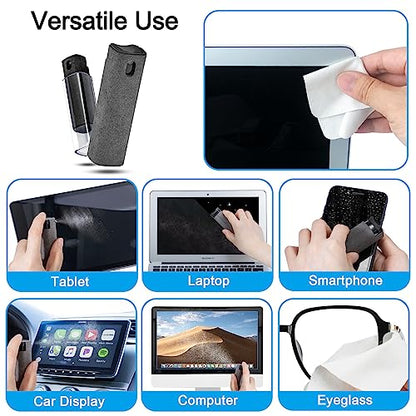 2 Pack Screen Cleaner Spray and Wipe for Laptop Monitor and Car Screens, Phone Touchscreen Mist Cleaning Kit for Cellphone, Tablet, PC, Computer, LCD, Eyeglass, iPhone, iPad, Mac Pro - Black and Grey - color: Black, Grey