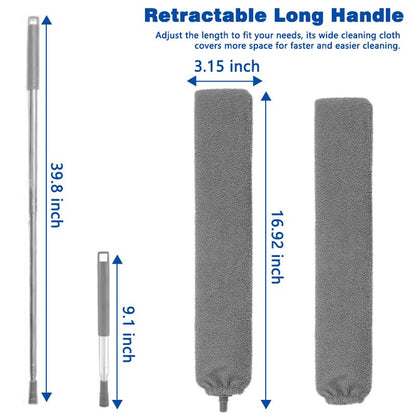 Retractable Gap Dust Cleaner with 2 Microfiber Dusting Cloths Long Handle Cleaning Tools Furniture Cleaning Duster