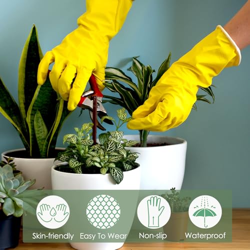 12 Pairs Rubber Cleaning Gloves for Dishwashing Reusable Kitchen Gloves for Washing Dishes and Household - size: Large