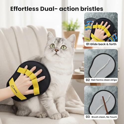 Pet Hair Removal Glove – Reusable Five-Finger Electrostatic Grooming Mitt with Comb for Dogs & Cats, Magic Pet Hair Remover Glove for Sofa, Carpet, Clothing, Car Seats & Furniture