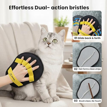 Pet Hair Removal Glove – Reusable Five-Finger Electrostatic Grooming Mitt with Comb for Dogs & Cats, Magic Pet Hair Remover Glove for Sofa, Carpet, Clothing, Car Seats & Furniture