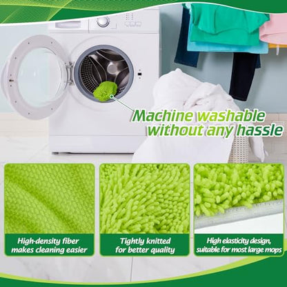 Toulite 2 Pcs Reusable Mop Refill Pads Replacement Compatible with Most XL Sweeper 17" x 5" Microfiber Mops Head Floor Cleaning Supplies (Handle is Not Included) (Green) - color: Green