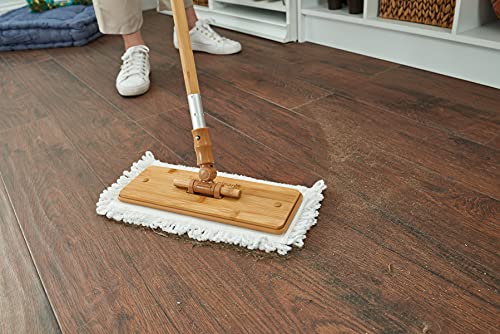Harper Live.Love.Clean. Bamboo 2-in-1 Smooth Surface Wet/Dry Dust Mop with (2) Washable Pads for Cleaning Dust, Pet Hair & Fine Dry Dirt - style: Bamboo Wet/Dry Dust Mop