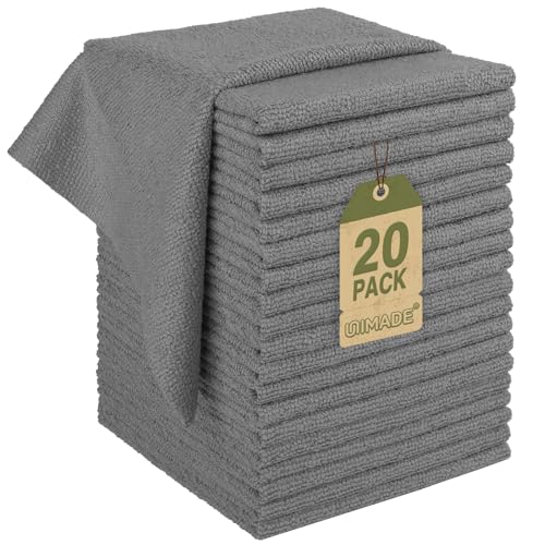 UNIMADE Microfiber Cleaning Cloth, 20 Pack Reusable Microfiber Towels for Cars Lint Free Cleaning Shop Towel Rags for Home Kitchen Automotive Bar Mechanic Restaurant Garage, 11.5"x 11.5", Grey - color: Grey, size: 20PK