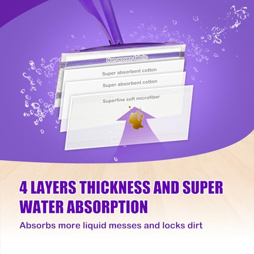 20 Count Disposable Mop Pads Refills for Swiffer Wet Jet Spray Mops, Wet Jet Mopping Pads for All Purpose Multi Surface Hardwood Floor Cleaning, 4 Layers Thickened and Super Absorbent