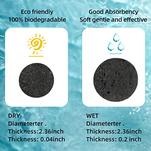 50-Count Facial Sponges Compressed Natural Cellulose Sponge Round Shape Face Sponge for Face Cleansing Exfoliating and Makeup Removal, Black - color: 50- Pack Black