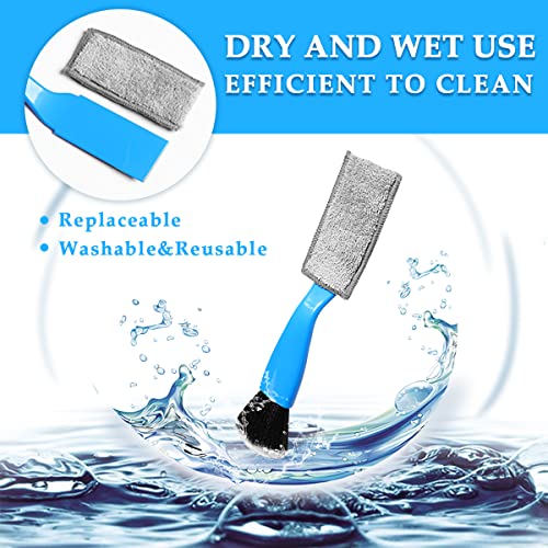 Ziciner 2 PCS Double Head Brush for Car Clean, Soft Auto Interior Duster Detailing Brushes, Universal Vehicle Dashboard Screen, Air Vents, Computer etc Cleaning Tool Accessories (Black+Blue) - color: Black+Blue, 2 PCS