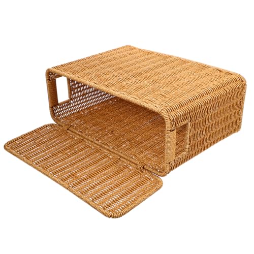 UPKOCH Woven Basket with Lid and Handle Narrow Tall Storage Box 15 Inch Decorative Organizer for Magazines Toys and Household Sundries Portable and Lightweight