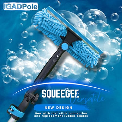 IGADPole 17 FT Water-Fed Washing Kit with Soap-Dispenser, Brush, 10″ Squeegee & Cobweb Duster for Windows, Gutters, Solar Panels & Exterior Walls - size: 17 ft Pole