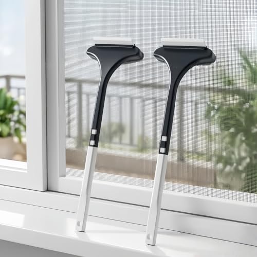 2Pack Window Cleaning Brush Screens and Glass Wet and Dry 2 in 1 Versatile Tool White-Green - color: White-green