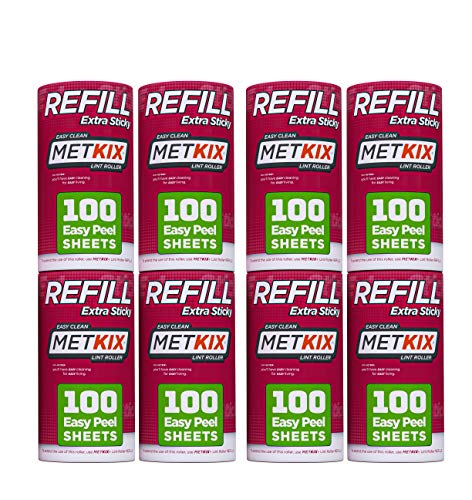 Refill for Metkix Lint Rollers 8 Pack (Total 800 Sheets) - size: 8 Refills (Total 800 Sheets)