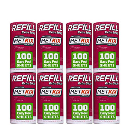 Refill for Metkix Lint Rollers 8 Pack (Total 800 Sheets) - size: 8 Refills (Total 800 Sheets)