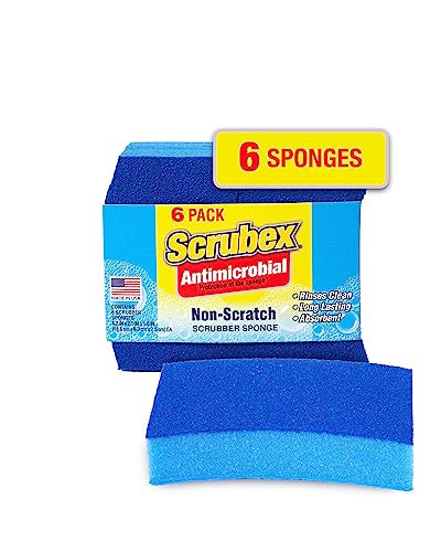 Non-Scratch Odor Resistant Scrub Sponge, Multi-Purpose Sponge for Kitchen and Household, Safe for Non-Stick Cookware (6 sponges)
