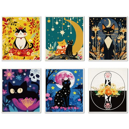 CREATCABIN 6Pcs Black Cat Swedish Dishcloths for Kitchen Reusable Swedish Dish Towels Cat Dish Rags Absorbent Washable Cellulose Cleaning Sponge Cloth No Odor for Home Table Houeswork 6.7x7.6 Inch - style: Black Cat