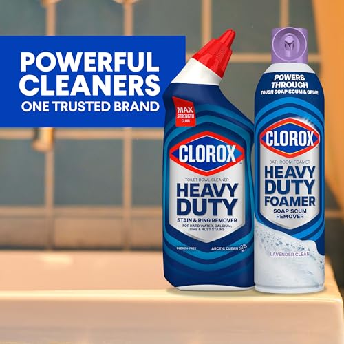 Clorox Toilet Bowl Cleaner Heavy-Duty Gel, Arctic Clean, Bleach-Free Stain Remover, Kills 99.9% of Germs, 24 oz, Pack of 2