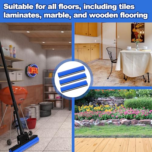 Willinglong 10 Pcs Roller Mop Refill Bulk Absorbent PVA Sponge Mop Head Replacement for Home Bathroom Business Garage Kitchen Cleaning (Blue) - color: Blue