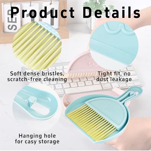 Blue Mini Broom and Dustpan Set, Small Handheld Brush Combo for Kids Kitchen Counter Table Desk Car and Pet Area Cleaning - color: Blue