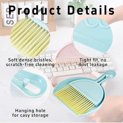 Blue Mini Broom and Dustpan Set, Small Handheld Brush Combo for Kids Kitchen Counter Table Desk Car and Pet Area Cleaning - color: Blue