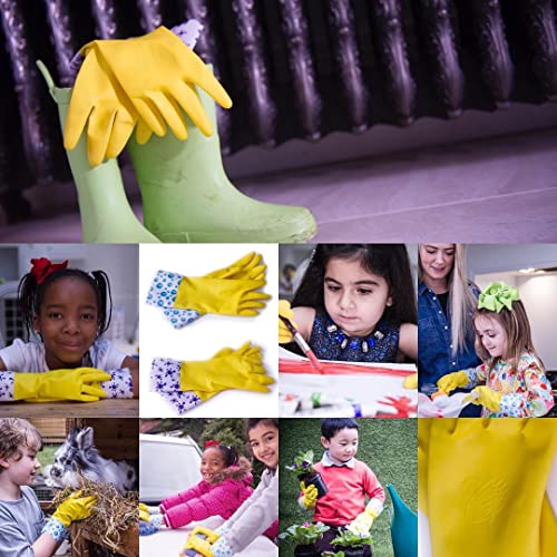 Rubber Gloves for Children Gardening & Washing up Designed for Children - Kids Gloves that fit properly - (PLAIN XS - 6-9 YEARS)