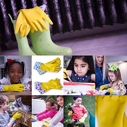 Rubber Gloves for Children Gardening & Washing up Designed for Children - Kids Gloves that fit properly - (PLAIN XS - 6-9 YEARS)
