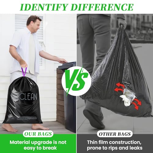 Trash Bags 15 Gallon Tall Kitchen Drawstring Garbage Bags,Fit 13-15 Gal Bins,Extra Strong&Leak-Proof,Unscented&Recyclable Trash Can Liners for Home Office Industrial Bathroom Garden Lawn(Black) - style: 13-15 Gallon-Black
